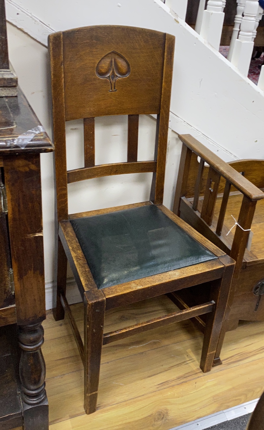 William Neatby (1860-1910) - A pair of Arts and Crafts oak side chairs, width 45cm, depth 42cm, height 101cm